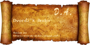 Dvorák Andor névjegykártya