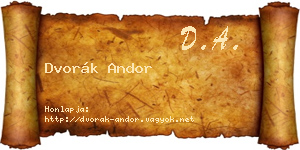 Dvorák Andor névjegykártya
