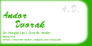 andor dvorak business card