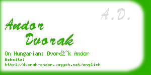 andor dvorak business card